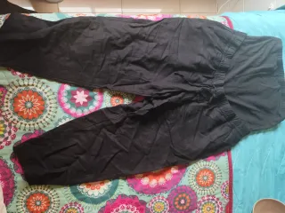 Pantalón premamá lino beige y negro