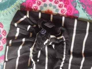 Pantalón premamá lino beige y negro