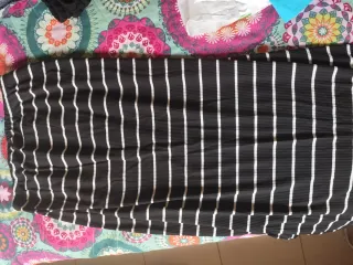 Pantalón premamá lino beige y negro