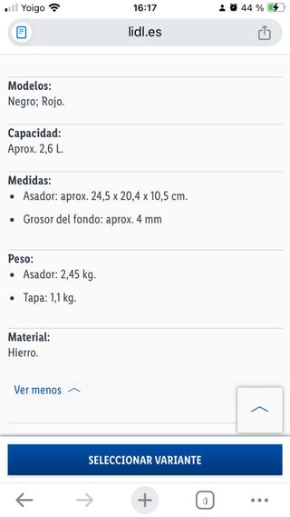 Olla hierro fundido Lidl 25cm ovalada roja