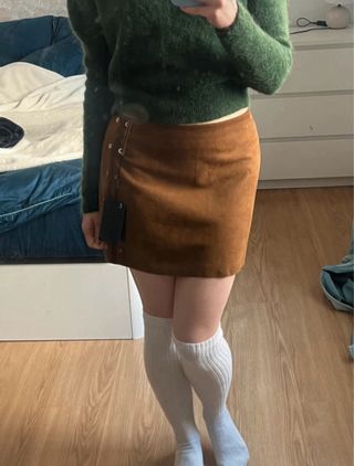 Falda Massimo Dutti piel marrón