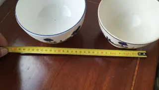 2 Cuencos Porcelana Azul Blanco Campo