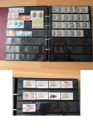 Álbum de sellos España + Suiza aprox. 400 sellos