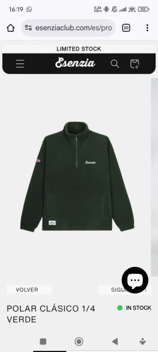 Polar Esenzia Verde 1/4 Cremallera