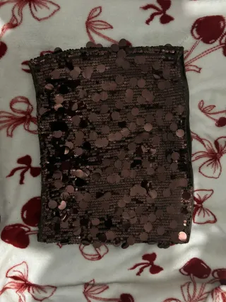 Falda pantalón lentejuelas marrón y dorado nueva