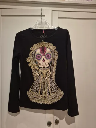 Camiseta Negra Catrina Calavera