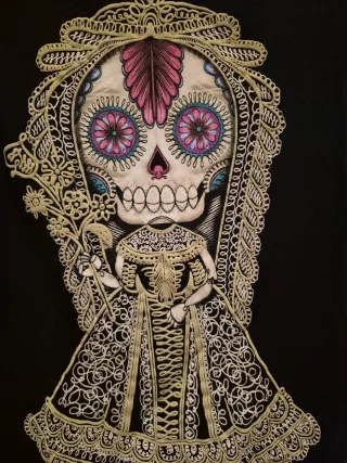 Camiseta Negra Catrina Calavera