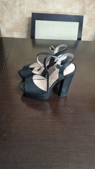 Sandalias de tacón negras mujer