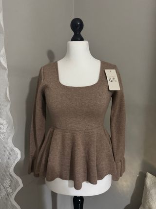 Maglione avvitato caldo beige/marrone