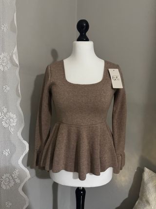 Maglione avvitato caldo beige/marrone