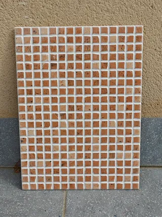 Azulejos Mosaico Baño Rojo Alicante y Crema Marfi