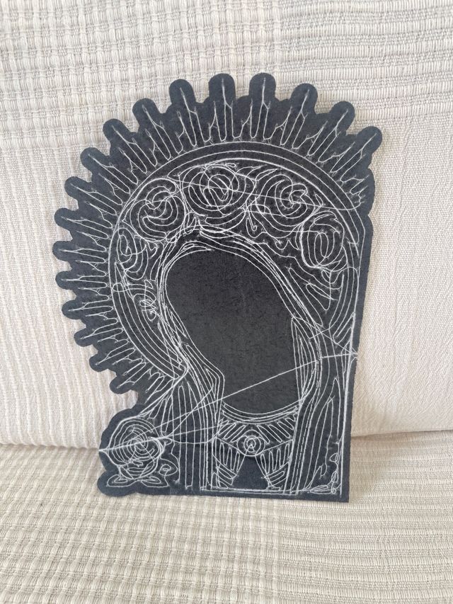 Parche Virgen María Lentejuelas Dorado Rojo