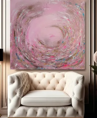 Quadro colorido,pintado à mão com textura 100×100