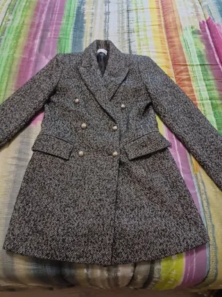 Blazer Mango gris doble botonadura