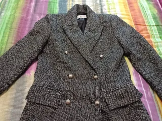 Blazer Mango gris doble botonadura