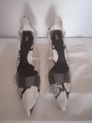 Zapatos Zara Tacón Serpiente Transparente