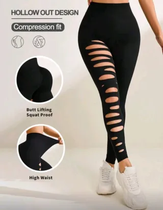 Leggings negros rotos
