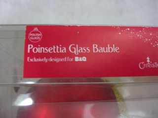 6 X Bolas Navideñas Rojas Corazón Dorado Poinsetia