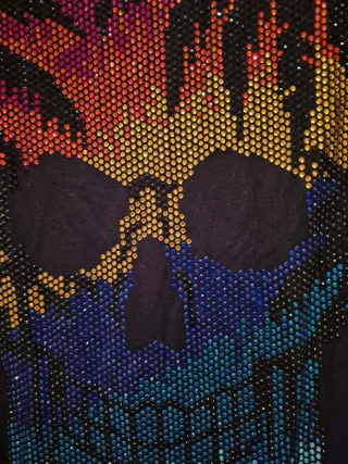 Camiseta Negra Calavera Diamantes