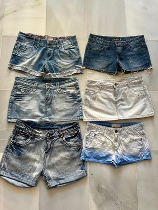 Lote 4 Pantalones Cortos y 2 Faldas. Talla 36/38