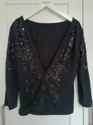 Camiseta manga 3/4 lentejuelas