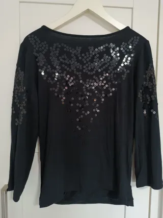 Camiseta manga 3/4 lentejuelas