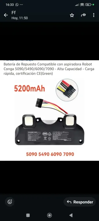 Batería Robot Conga 5090/5490/6090/7090