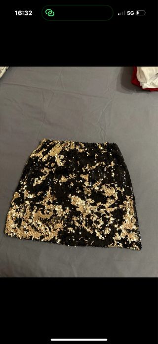 Gonna paillettes nera e oro
