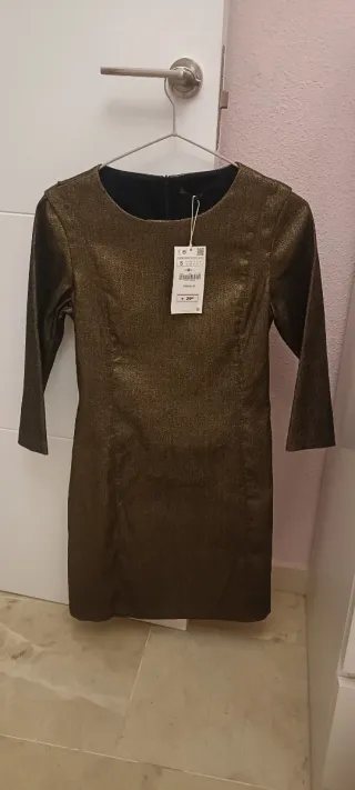 Vestido fiesta Zara dorado