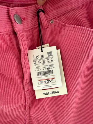 Pantalón pana Pull&Bear T-42 Rosa