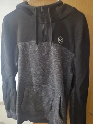 Sudadera Hollister 1/4 Zip Gris y Negra
