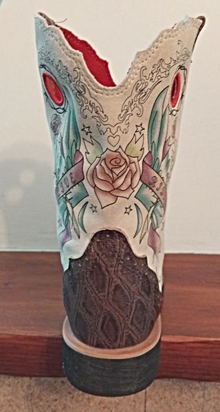 Botas Vaqueras Dama Beige y Café - Talla:36.