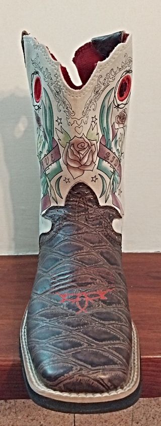 Botas Vaqueras Dama Beige y Café - Talla:36.