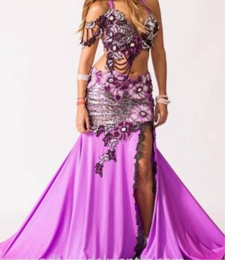 Vestido Bellydance Alta Costura Morado/Plata
