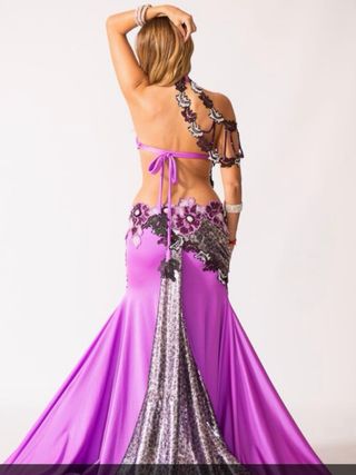 Vestido Bellydance Alta Costura Morado/Plata