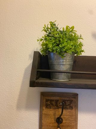 Estantería recibidor con tres macetas decorativas