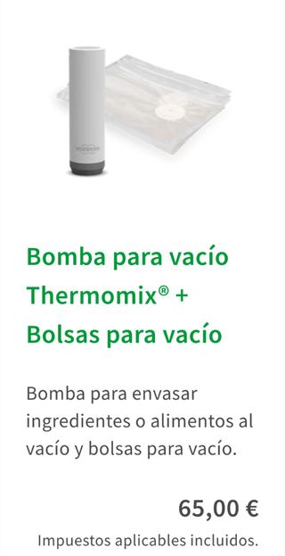 Bomba de vacío Thermomix + Bolsas