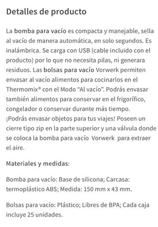 Bomba de vacío Thermomix + Bolsas