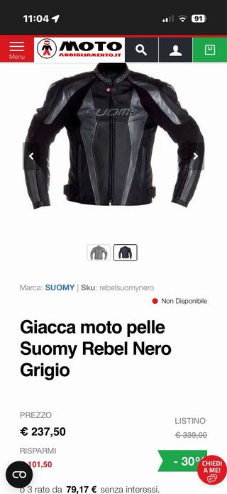 Giacca in pelle da moto SUOMY tg 52