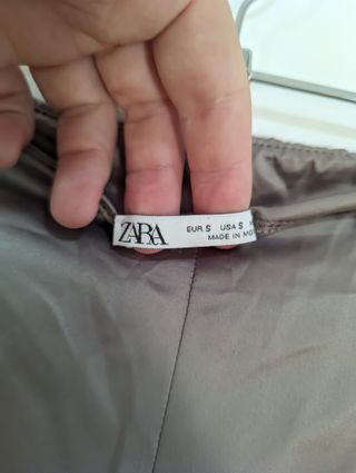 Pantalón Palazzo Zara Gris Satinado Talla S