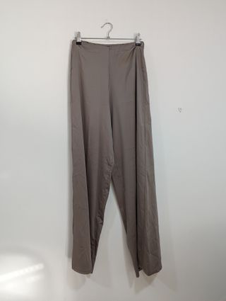 Pantalón Palazzo Zara Gris Satinado Talla S