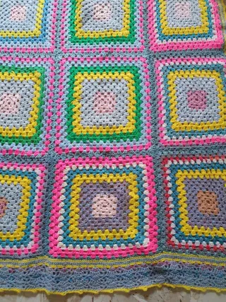 Coperta uncinetto patchwork vintage multicolore