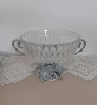 Alzatina cristallo e peltro