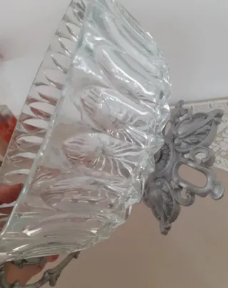 Alzatina cristallo e peltro