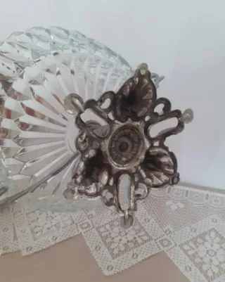 Alzatina cristallo e peltro