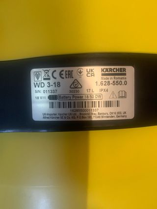 Aspirador Karcher sólido y liqlíquido WD3-18V NEW