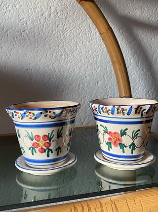 2 macetas fantasía con plato 10 cm altura, 11