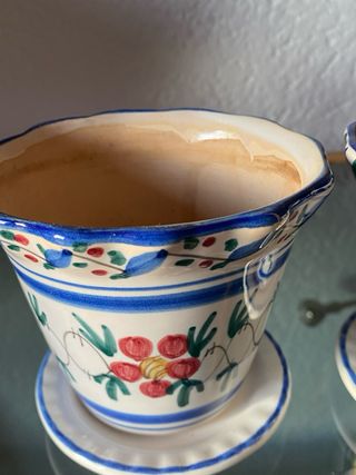 2 macetas fantasía con plato 10 cm altura, 11