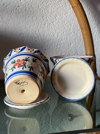 2 macetas fantasía con plato 10 cm altura, 11