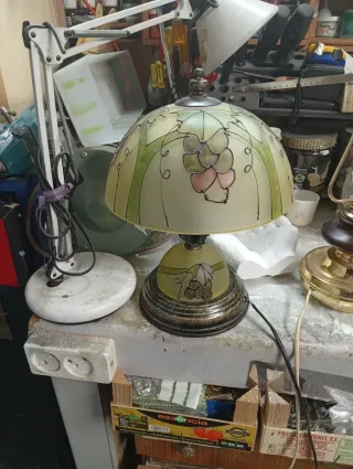 Lámpara de mesa cristal y metal